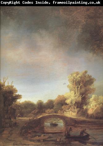 REMBRANDT Harmenszoon van Rijn Details of Landscape with a Stone Bridge (mk33)